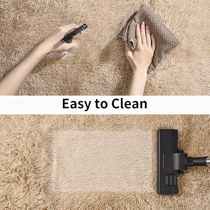 Soft Runner Rugs for Bedroom Hallways, 2 Packs 2x3 Beige Fluffy Shag Throw Area Rug Non Slip for Bedside Dorm, Long Shaggy Furry Carpet for Nursery Living Room