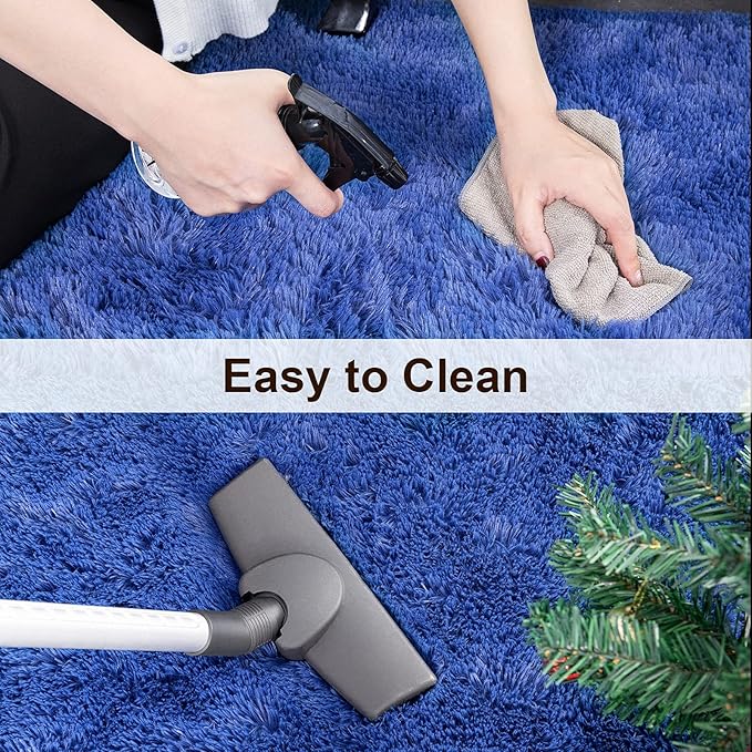 TWINNIS Super Soft Shaggy Rugs Fluffy Carpets, 6x9 Feet, Indoor Modern Plush Area Rugs for Living Room Bedroom Kids Room Nursery Home Decor, Upgrade Anti-Skid Rectangular Fuzzy Rug, Indigo