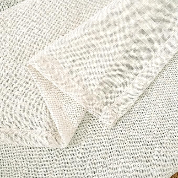 LAMIT Cream Linen Curtains 90 Inch for Living Room, Back Tab and Rod Pocket Linen Textured Boho Curtains Light Filtering Rustic Drapes for Bedroom/Dining Room, Set of 2, 52 x 90 Inch