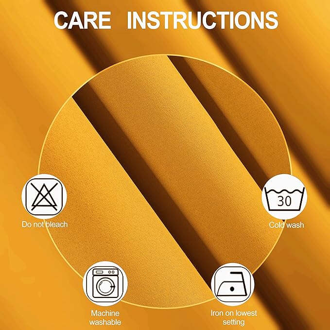 LEMOMO Yellow Blackout Curtains 66 x 63 Inch Length/Set of 2 Curtain Panels/Thermal Insulated Room Darkening Blackout Curtains for Bedroom