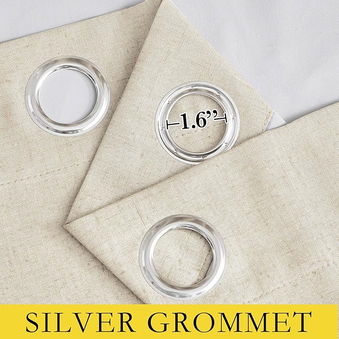 NICETOWN 100% Absolutely Blackout Linen Curtains with Thermal Insulated White Liner, 52" W, 2 PCs, Beige, 102" Long Drapes Sweep The Floor Decorative Keep Privacy Panels for Living Room/Villa/Bedroom