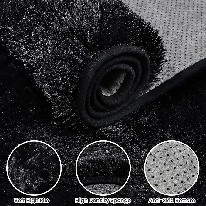 5x7 Area Rugs for Living Room: Ultra Soft Fluffy Shag Black Rug for Bedroom, Non-Slip Large Fuzzy Plush Rug Indoor Floor Carpet for Nursery Kids Boys Girls Room, Dorms, Modern Home Decor