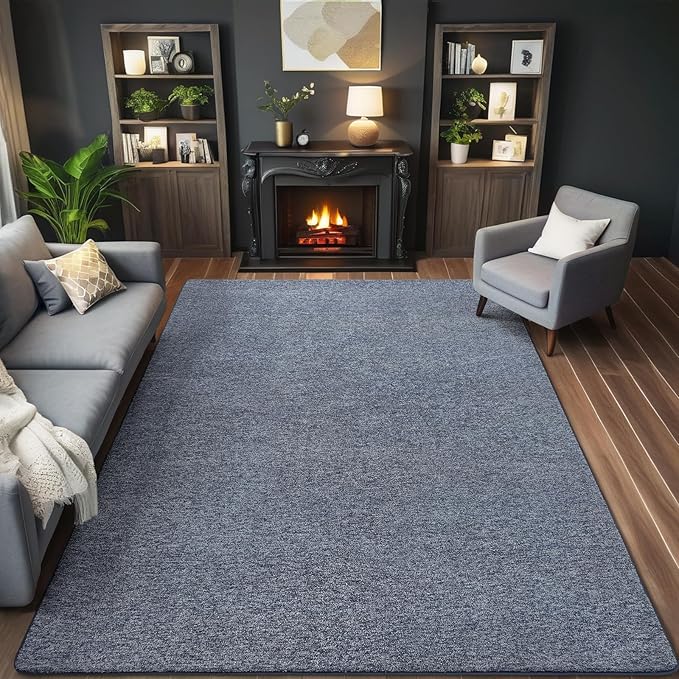 AROGAN Washable 6×9 Living Room Rug, Modern Area Rugs with Soft Memory Foam for Bedroom, Minimalist Non-Slip Indoor Floor Carpet for Dining Room Office Kids Playroom Decor, Navy Blue
