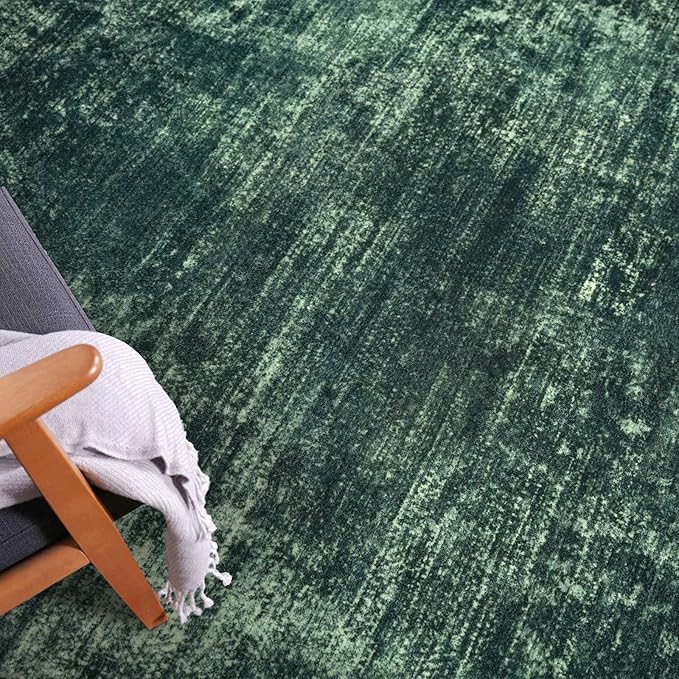 IOHOUZE Abstract Runner Rug 2x5 Ft Washable Runners for Hallways, Non Slip Kitchen Runner Printed Faux Wool Entryway Runner Indoor, Modern Abstract Floor Carpet for Hall Kitchen Bedroom, Dark Green