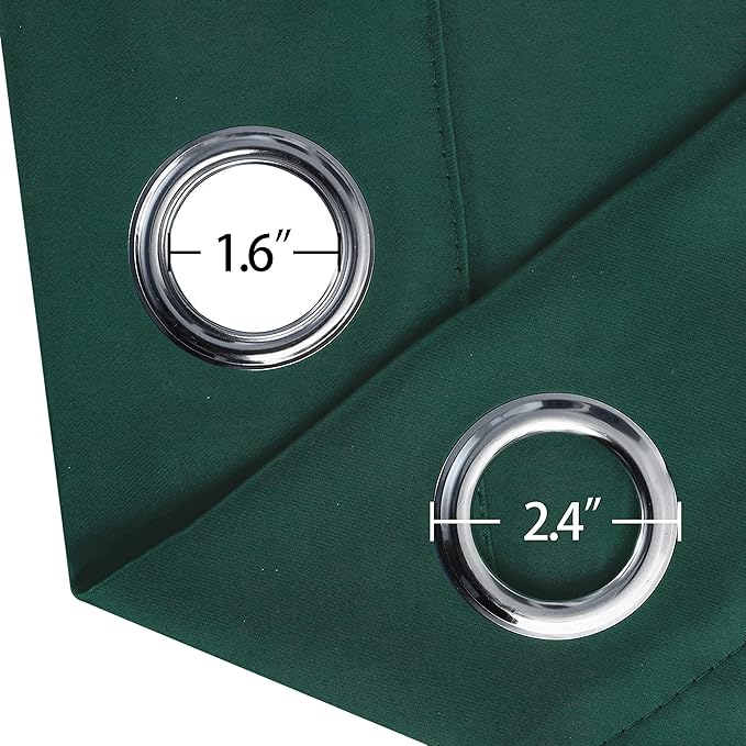 LEMOMO Dark Green Bedroom Blackout Curtains/52 x 63 Inch Long/Set of 2 Curtain Panels/Thermal Insulated Room Darkening Curtains for Bedroom
