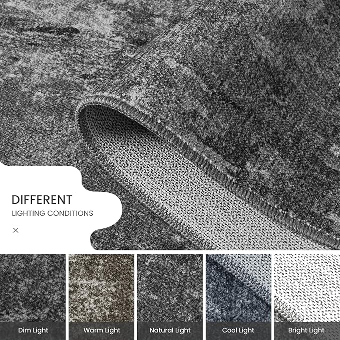 Entrance Rugs Indoor 3x5 Black Entry Rug Washable Abstract Black Small Area Rug Non-Slip Low Pile Throw Rugs for Entryway, Kitchen Floor, Front Door Indoor Door Mat, Bathroom, Bedroom Bedside