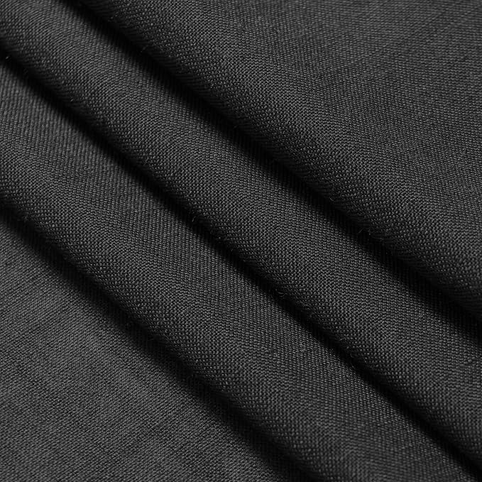 Black Linen Curtains 80 inches Long for Bedroom Back Tab Light Filtering Privacy Sheer Black Curtains Modern Farmhouse Coastal Decor Black Cotton Textured Gauze Curtain 2 Panel Set 52x80