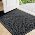 Mibao Front Door Mat Indoor Outdoor Entrance, Dirt Trapping Waterproof All-Season, All-Weather Doormat, Non-Slip Durable Natural Rubber Low Profile Easy Clean Patio Entrance Mat, 61.5" x 36", Black