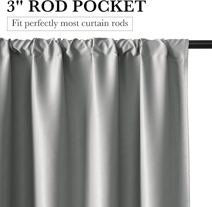 RYB HOME 100% Blackout Short Curtains for Small Window, Thermal Insulated Total Room Darkening Noise Reducing Curtains for Kitchen Bathroom Basement, 42 inches Wide by 45 inches Long, Silver Grey