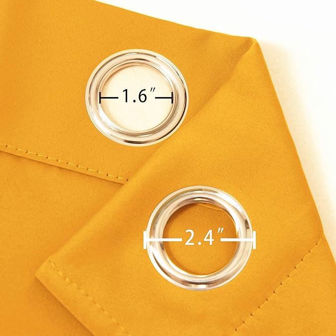 LEMOMO Yellow Thermal Blackout Curtains/38 x 54 Inch/Set of 2 Panels Room Darkening Curtains for Bedroom
