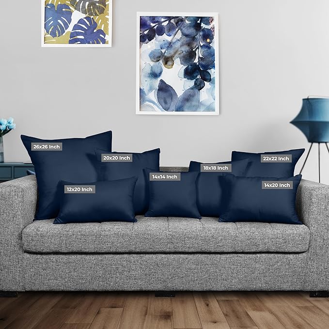 Utopia Bedding 20x20 Pillow Inserts, Set of 2, Navy – Indoor Decorative Throw Pillows for Bed, Sofa & Couch – Soft, Supportive & Fluffy Cushion Inserts