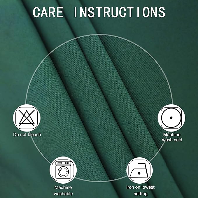 LEMOMO Blackout Curtains 52 x 45 inch/Green Curtains Set of 2 Panels/Thermal Insulated Room Darkening Bedroom Curtains