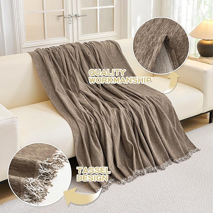 MYSKY HOME Chair Couch Cover Sectional Couch Covers for Pet Sofa Covers Non Slip Soft Couch Sofa Cover, Washable Furniture Protector Sofa Slipcover with Tassel Sofa Throws Living Room, 71"x91", Sand