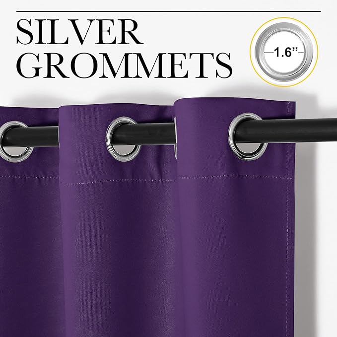 NICETOWN Royal Purple Blackout Curtains 120 inches Length for Living Room, 2 Panels, 55" Wide, Thermal Insulated Long Drapes for Large Window