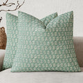 Foindtower Set of 2 Decorative Neutral Floral Print Throw Pillow Covers Vintage Accent Farmhouse Cushion Covers Boho Home Decor for Sofa Chair Couch Bedroom Living Room Outdoor,18×18 Inch,Aqua Blue