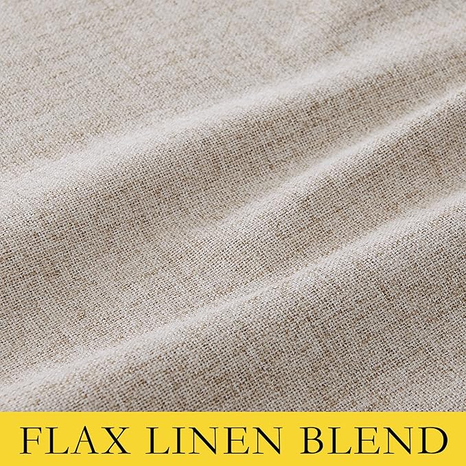 NICETOWN Oatmeal Vintage Open Linen Weave Flax Thermal Curtains, 100% Blackout Curtains 63" Long for Dining Room, Soundproof Window Treatment Drapes for Dorm Room, 62" Wide Per Panel, Set of 2