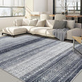Nakagishi 8x10 Area Rugs Living Room: Washable Boho Large Neutral Soft Modern Rug Stain Resistant Moroccan Non Slip Indoor Floor Carpet for Bedroom Nursery Kids Playroom Office Dining Room- Blue