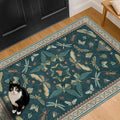 Teal 3x5 Entryway Rug - Door Rug Indoor for Large Kitchen, Living Room, Washable Low Pile Insect Décor