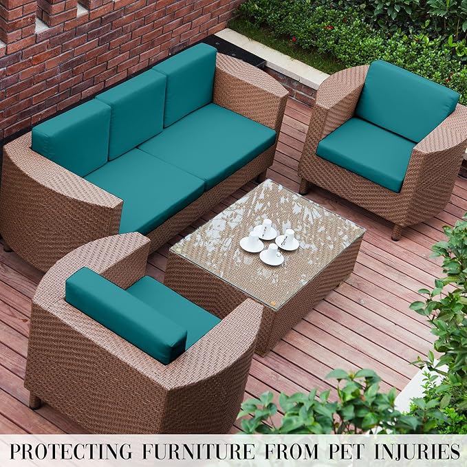 Outdoor Cushion Covers Set,12PCS Patio Furniture Couch Seat Slipcovers, Replacement for Sofa Sectional Chair(Cover，Only)