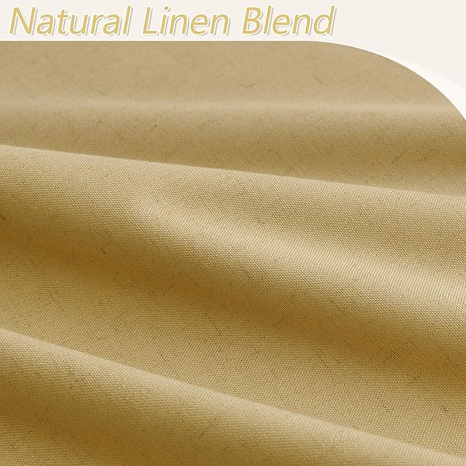 Guken 100% Blackout Curtains 102 Inch Length 2 Panels Set for Living Room Bedroom Back Tab Thermal Insulated Black Out Linen Drapes Room Darkening Window Curtains Gold Yellow 52x102