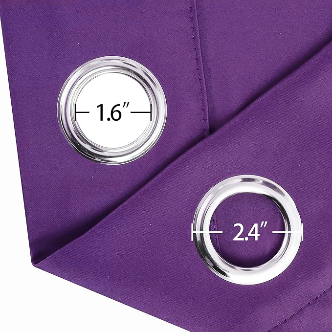 LEMOMO Purple Thermal Blackout Curtains/38 x 63 Inch/Set of 2 Panels Room Darkening Curtains for Bedroom
