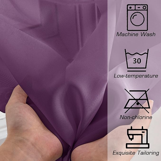 OWENIE Plum Sheer Curtains 63 Inches Long 2 Panels Set, Light Filtering Voile Fimly Sheer Curtains & Drapes for Living Room Bedroom, 2pcs, Plum, Each 42" W x 63" L Inch