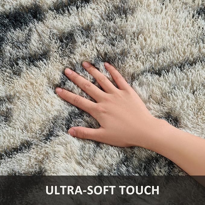 Ophanie Black Gold and Grey Area Rugs for Living Room 5x7, Fluffy Shag Large Fuzzy Plush Soft Carpets, Floor Shaggy Rugs for Bedroom, Carpet for Kids Boys Girls Dorm Nursery Home Decor Aesthetic