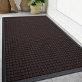 Smiry Front Door Mat Outside Entrance, Heavy Duty Natural Rubber Doormat, Non Slip, Trap Dirt and Moisture, Easy Clean, Low Profile Welcome Floor Mats for Indoor Outdoor Entry, 47x32 Inch, Brown