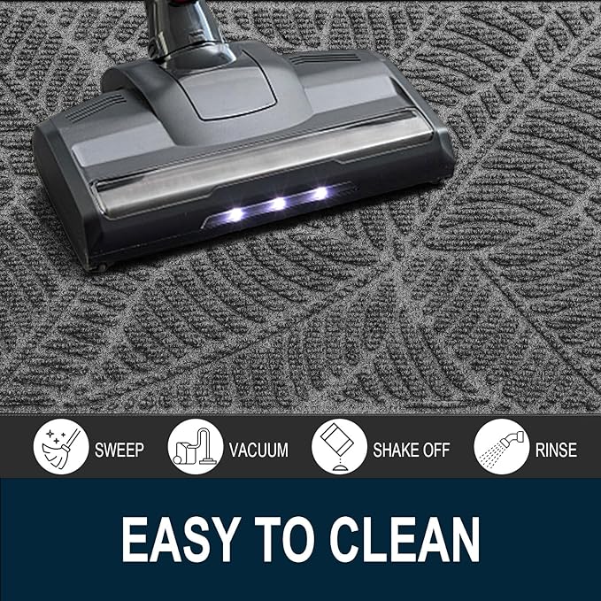 Colorxy Waterproof Doormat, Sturdy Natural Rubber Front Door Mats, Non Slip Low Profile Indoor Outdoor Entrance Mat, Stain Resistant Easy Clean Floor Mat for Patio or Entryway, 59''x36'', Dark Grey