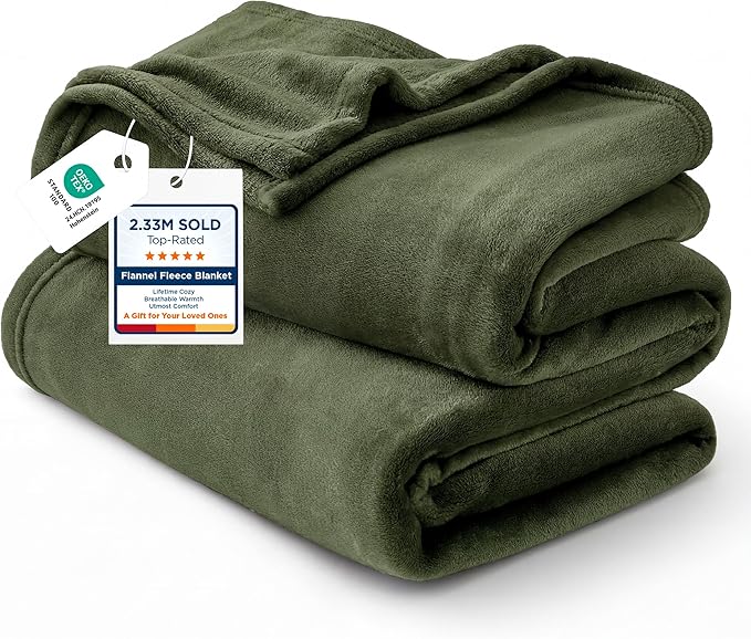 Bedsure GentleSoft Fleece Blanket Twin Size Olive Green - 300GSM Lightweight Plush Fuzzy Cozy Soft Warm Blanket for Bed, Sofa, Couch, Travel, Camping, 60x80 inches