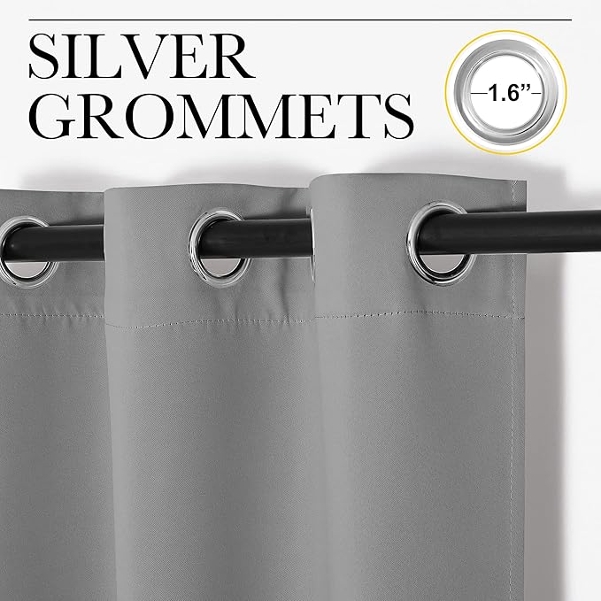 NICETOWN Silver Grey Room Darkening Curtain Panels 102" Long for RV, 55" Width, 2 Panels, Play Room, Studio, Heat Block Out and Keep Warm Drapes Window Treatment Drapes for Doorway Entryway Patio