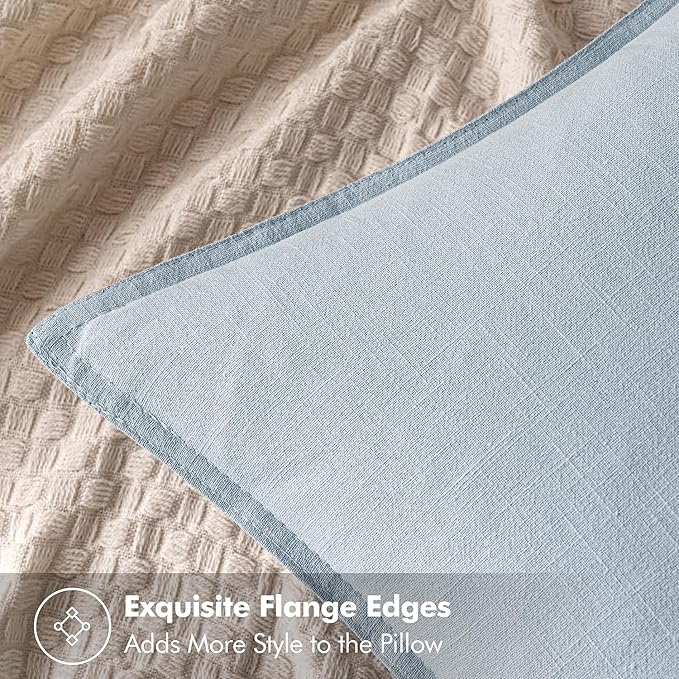 MIULEE Decorative Linen Pillow Covers 20x20 Inch Light Blue Boho Farmhouse Neutral Couch Throw Pillows for Bed Pack of 2 Accent Coastal Modern Pillowcase Summer Sofa Livingroom Home Decor