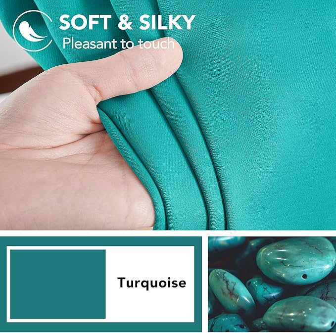 Deconovo Blackout Curtains, Thermal Insulated, W42 x L54 2 Panels, Back Tab, Machine Washable, Room-Darkening Drapes for Bedroom/Living Room Turquoise