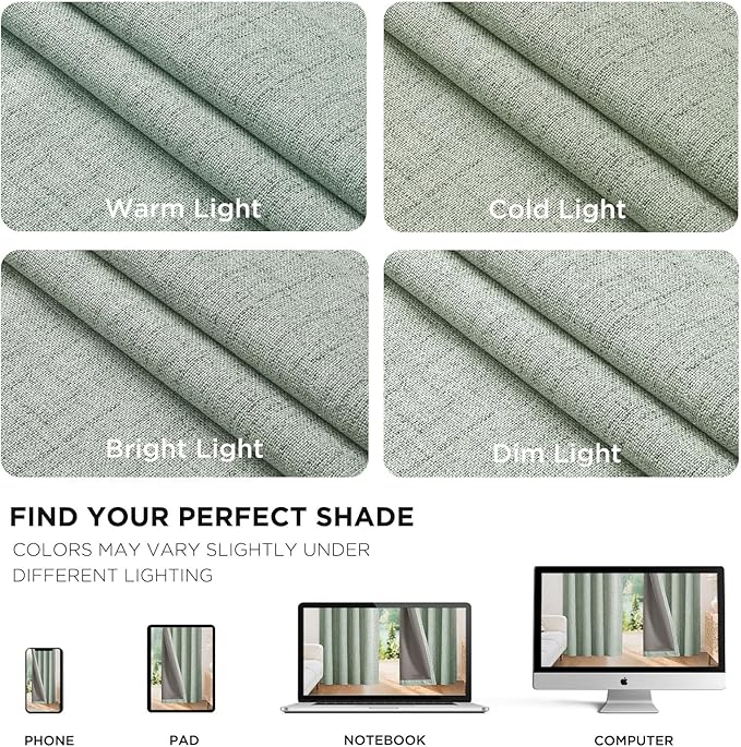Joydeco Blackout Curtains for Bedroom - 120 Inch Long 100% Light Blocking 2 Panels Sage Green Drapes, Thermal Insulated Room Darkening Curtains, Linen Textured for Living Room, Rod Pocket & Back Tabs