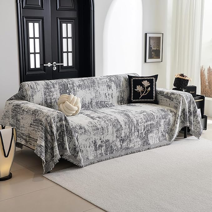 MYSKY HOME Couch Cover for Sectional Sofa Set Abstract Geometric Furniture Sofa Cover Washable for Dog Cat Pet Couch Covers 3 Seat Sofa Chenille Couch Protector Multi-Use Couch Cover Blanket,71" X134"