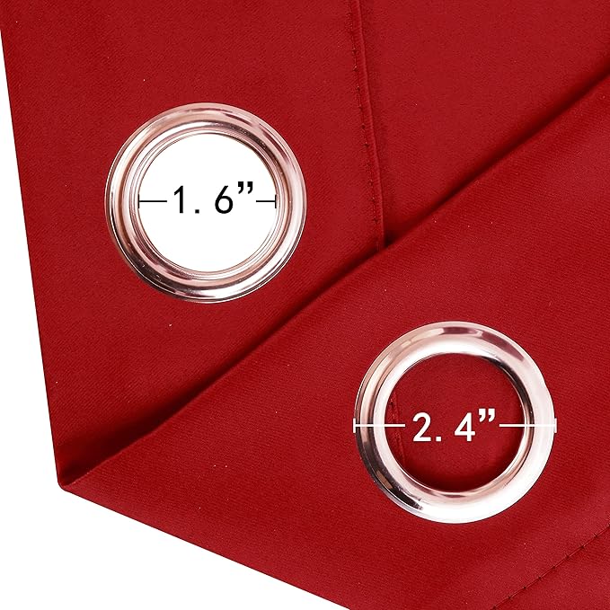 LEMOMO Blackout Curtains 66 x 95 inch/Bright Red Curtains Set of 2 Panels/Thermal Insulated Room Darkening Bedroom Curtains