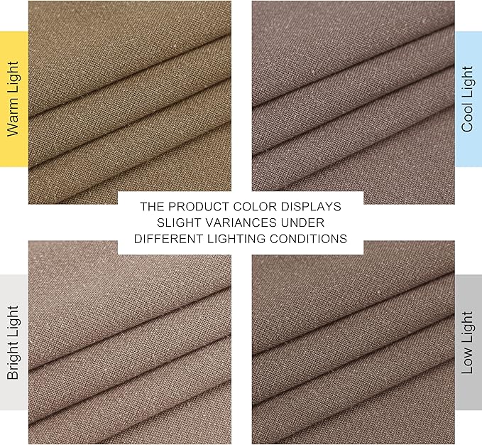 NICETOWN Linen Brown Curtains 96 inch Long, Grommet Privacy Added Thick Flax Window Treatments with Light Filtering Drapes for Bedroom/Farmhouse, W55 x L96, 2 Panels