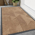 Smiry Front Door Mat Outside Entrance, Heavy Duty Sturdy Natural Rubber Doormat, Trap Dirt and Moisture, Easy Clean Low Profile Mats for Indoor Outdoor Entry, Irregular Triangle (71x47, Coffee)