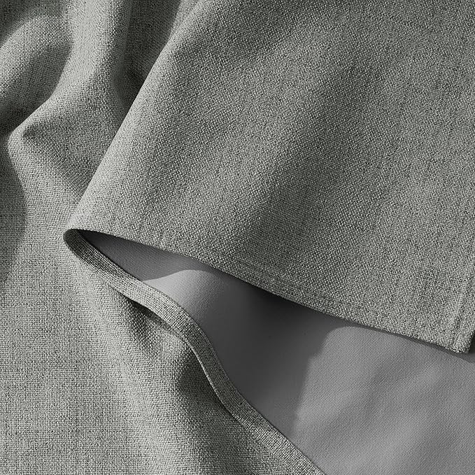 RYB HOME 100% Blackout Linen Textured Curtains 90 inches Long, Thermal Insulating Privacy Energy Saving for Bedroom Living Room Window Office Theater Baby Nursery, W 52 x L 90 in, Grey, 2 Panels