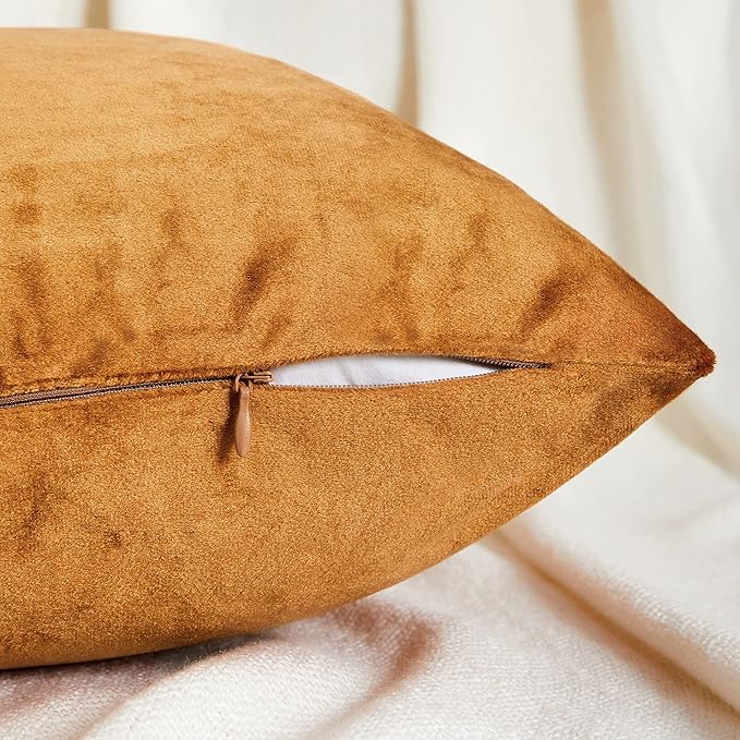 GIGIZAZA Decorative Couch Throw Pillow Covers,Set of 2 Burnt Orange Square Pillow Cushion Covers 24x24,Pillow Cases Velvet Pillow Covers