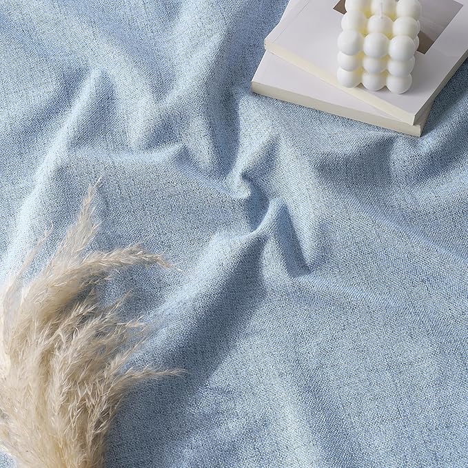 RYB HOME Smoky Blue 100% Blackout Curtains for Bedroom 102 inch Long 52 inch Wide, Linen Blackout Curtains Privacy Protection& Thermal Insulated for Sliding Door/Living Room, 2 Panels