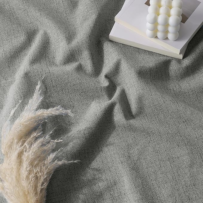 RYB HOME 100% Blackout Linen Textured Curtains 96 inches Long, Thermal Insulating Privacy Energy Saving for Bedroom Living Room Window Office Theater Baby Nursery, W 52 x L 96 in, Grey, 2 Panels
