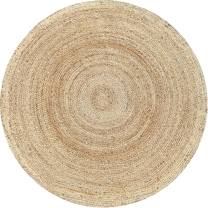 Hausattire Hand Woven Jute Braided Rug, 6’ Round – Natural, Reversible Boho Entry Area Rugs for Kitchen, Living Room I Farmhouse Decorative Floor Rug, 6 Feet Round